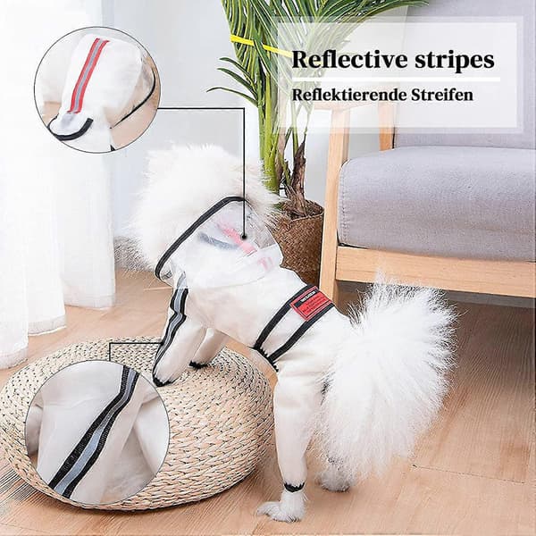 Regnjakke til Hund med Hette, Vanntett Hundejakke med Refleksstriper S