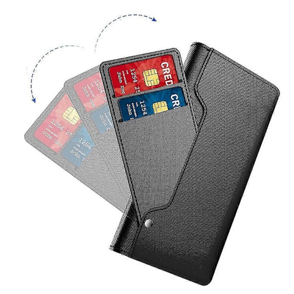 Læder Etui til Huawei nova 12i 4G/Enjoy 70 Pro med Spejl og Kort Slot, Stødsikkert Black
