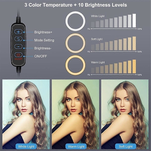 4.7 Tommer Fyllys 40 LED Ringlys 3200K-6500K Fargetemperatur med Monteringsklemme for Video Laptop Fyllys