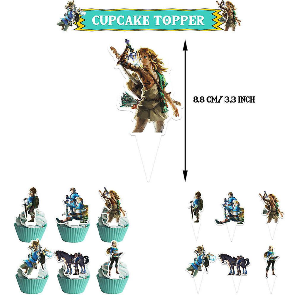 The Legend Of Zelda Spel-Tema Party Dekorationsset, Inkluderar Banner, Ballonger Kit, Tårt- och Muffinstoppers
