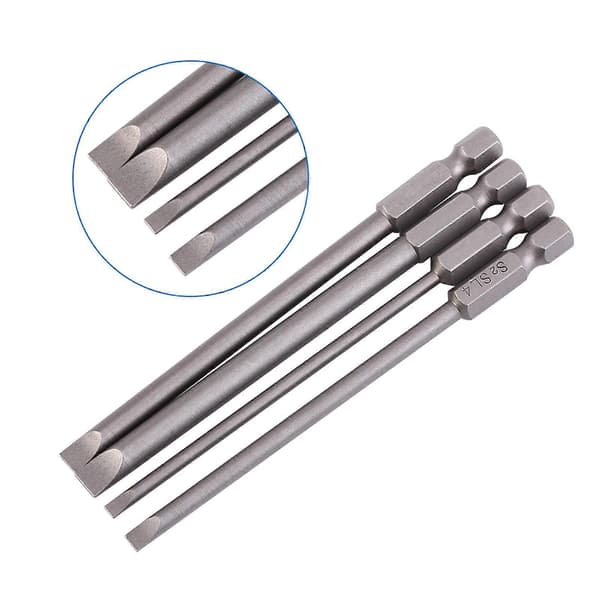 4 stk. 100mm S2 Legert Stål 1/4 \" Hex Skaft 3mm-6mm Magnetiske Slisseskrujern Bits