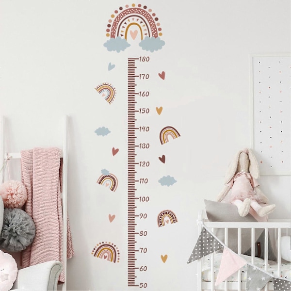 2 kpl/setti seinätarroja irrotettava helppo liimata pilvi sydän kuvio selkeä asteikko DIY koristelu lasten pituus taulukko sateenkaari seinätarrat makuuhuoneen sisustus Qing