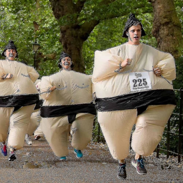 Sumo Wrestlare Uniform Vuxen Uppblåsbar Kostym Med Fläkt White Kids 120-140cm