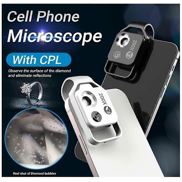 200x Mobil Kamera Forstørrelsesglas Universal Mini Mobiltelefon Linse Optisk Zoom Forstørrelses Mikroskop 24X Magnifier