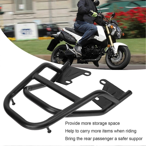 Motorsykkel Bakre Håndrailsstativ Bagasjeboks Holder Jern Svart Erstatning for Grom MSX125 M3