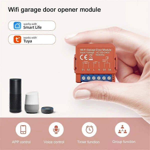 Tuya WiFi Garageportåbner Switch Fjernbetjening Trådløs Smart Garageport Timer Åbner Modul