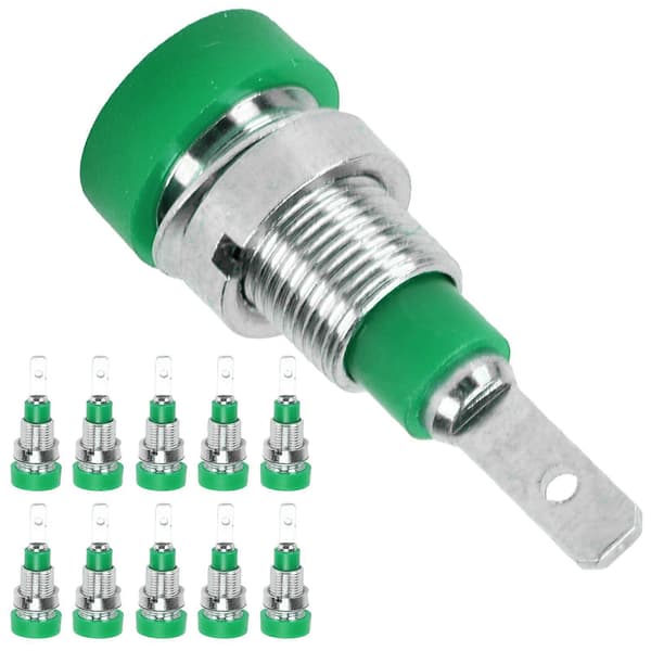 10 stk Banan Socket Messing 2mm Panel Socket Koblingsterminaler for Elektronisk Industrielt Utstyr Grønn