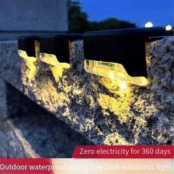 Solar Trinnlys, Vanntett LED Solcellelys, Egnet for Utendørs Trapper, Gjerde, Hage, Terrasse, Hjem, Dekorasjon, A
