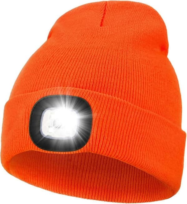 Lue med Lys, 4 LED Innebygd Hodelykt Håndfri Hodelykt Lue