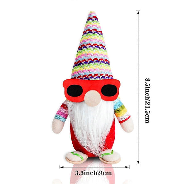 Sommergnomer Plysj, Håndlagde Strandgnomer Dekorasjon for Hjemmet Svensk Tomte Skandinavisk for Gårdshus Trappehylle Dekor