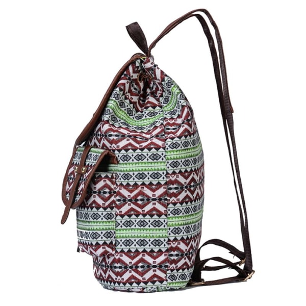 Högkvalitativ Vintage Tryckt Canvas Etnisk Ryggsäck Reseryggsäck style 3