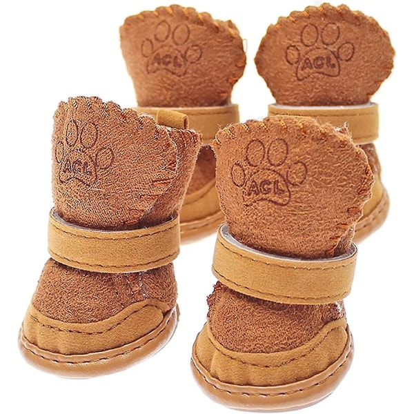 Hundstövlar, Hund Katt Varma Stövlar Vinter För Hot Pavement, Hund Skor Valp Snow Booties Chihuahua Booties brown size 4