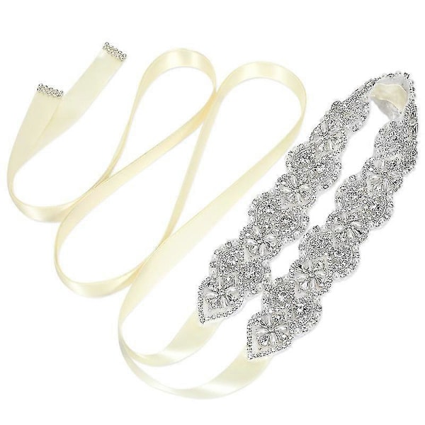 Brudebelte Håndlaget Krystall Rhinestone Flettet Brudekjole Belte Sløyfe For Brudekjoler Style D