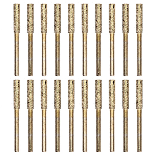 20 stk. Motorsag Slip Burr Slipehode Roterende Fil Slipeverktøy Sett Kit Gull 4mm
