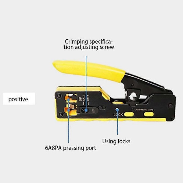 RJ45 Verktyg Nätverkskrimp Kabelskotång för RJ45 Cat7 Cat6 Cat5 RJ11 RJ12 Modulära Kontakter Metallklämmor Tång
