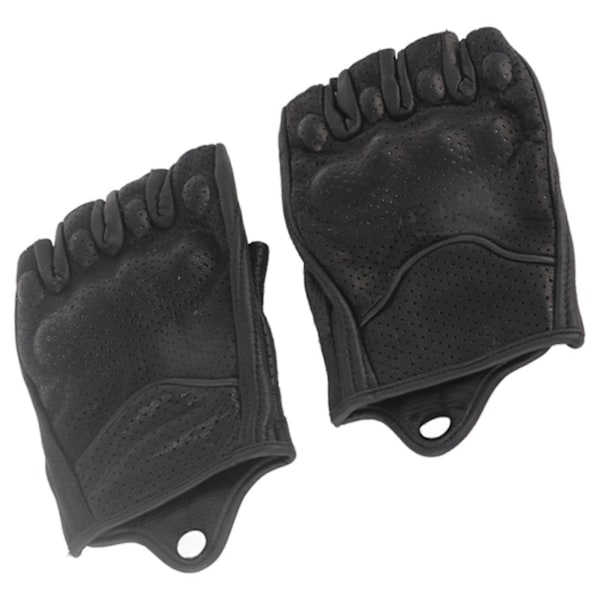 Halvfinger Motorcykelhandskar Läder Andningsbara Anti-Slip Skyddande Ridning Cykling Handskar XL