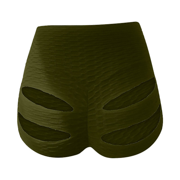 Tflycq Dam Byxor med Hög Midja, Hel Färg, Bandage, Svettiga Byxor, Yoga Shorts Green S
