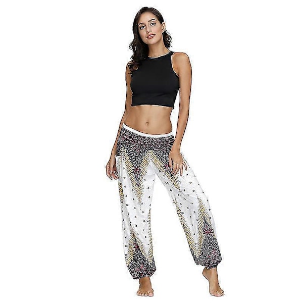 Dame Harem Bukser, Høj Talje Yoga Boho Bukser Med Lommer style 6