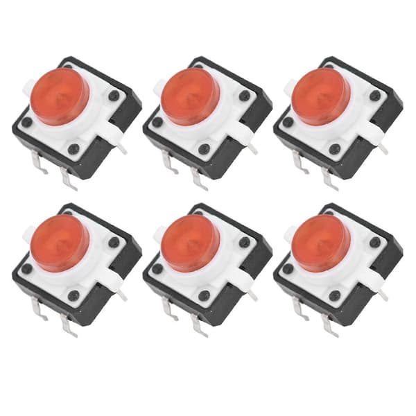 20 STK 12x12x7.3mm Taktil Trykknap Switch LED Momentær Taktil Trykknap Switch Rød