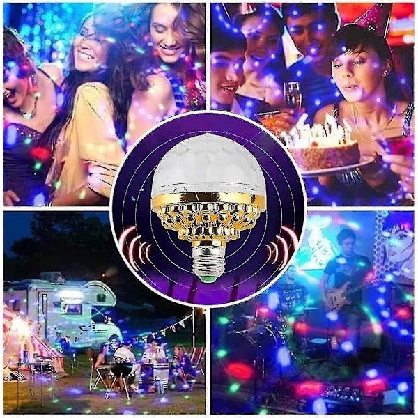 2 stk. Farverig Disco Roterende Magisk Kugle Lyspære, Krystal Magisk Kugle Med Fatninger Til Halloween Fest Scene EU Plugs
