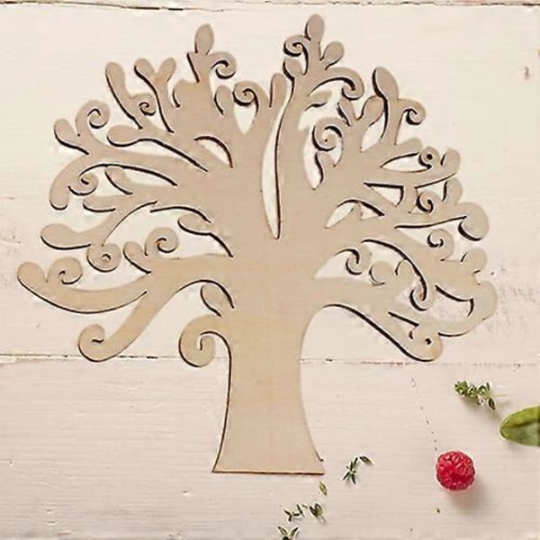1 st Trä Mdf Höst Träd Hantverk Tom Bröllopsgästbok Decoupage Familj Qinhai
