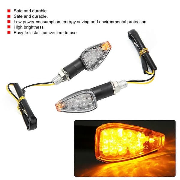 2 STK Motorcykel 14LED Blinklys Styrelampe Indikator Tilbehør Passer til Yamaha Transparent Linse