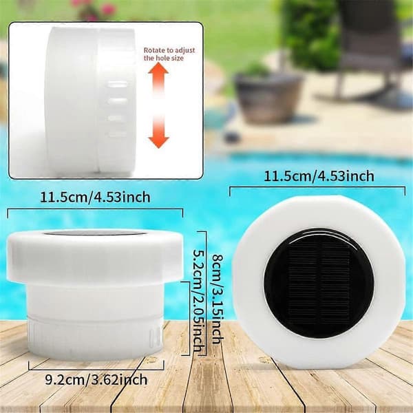 Pool Chlorine Floater, Swimmingpool Klor Dispenser med Solcellelys, Flydende Klor Dispenser