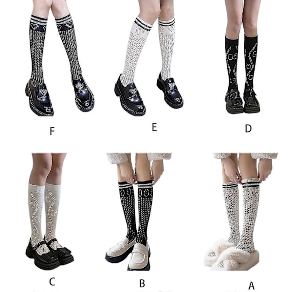 Jk Sukka Lolita Säärystimet Ontto Jk Sukka Harajuku Pitkä Sukka Löysä Sukka Black wave pattern h