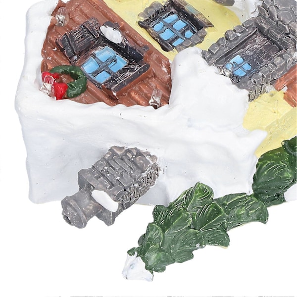 Vinter Snö Julhus Miniatyr Inomhus Byggnad Jultomtehus Dekor med Varmt LED-ljus för Hemmet