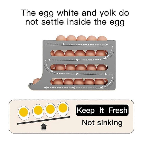 Egg DispenserAutomatisk Rullende Eggbrett Organizer, Plassbesparende Kjøleskap Egg, Holder 28 Egg Samtidig -A