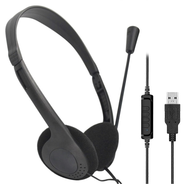 USB-johdolliset kuulokkeet melua vaimentavalla mikrofonilla, selkeä ääni, HiFi-ääni, mukava istuvuus puheluihin, PC-pelaamiseen