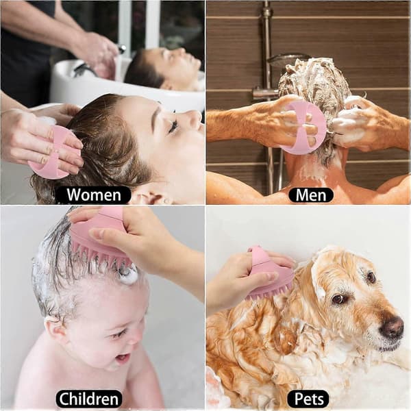 2 st Hårmassage Schampoborste, Mjuk Silikon Hårbottenborste, Hårbottenrengörare för Vått och Torrt Hår (Grön & Rosa)