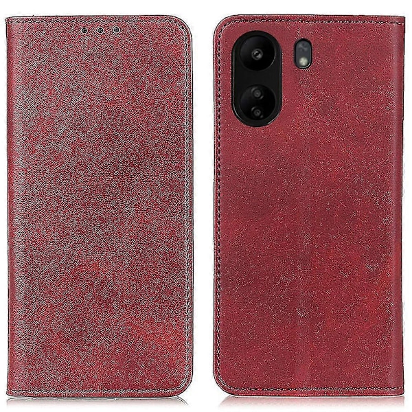 För Xiaomi Redmi 13c Fodral Delat Läder Magnetiskt Autoabsorberande Telefonskal Red