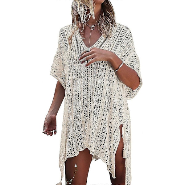 Sommerbadedrakt Bikini Strand Badetøy Heklet Cover Up for Kvinner Apricot