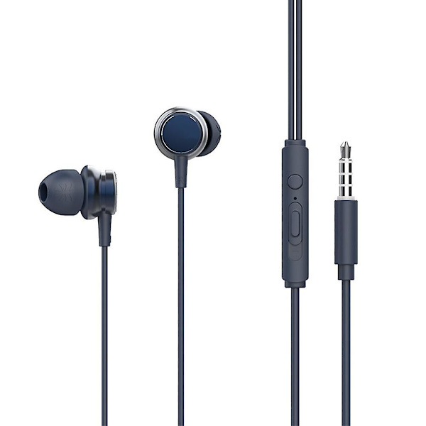 Trådbundna hörlurar In-Ear med mikrofon, hörlurar med mikrofon och volymkontroll, bas kompatibel med iPhone, Apple, dator, laptop blue