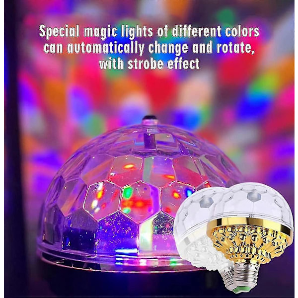 2 st Färgglada Disco Roterande Magisk Boll Lampa, Kristall Magisk Boll Med Socklar För Halloweenfest Scen EU Plugs