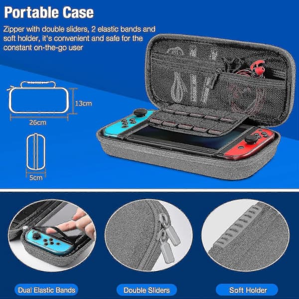 Kannettava suojakotelo Nintendo Switch -konsolille ja -tarvikkeille