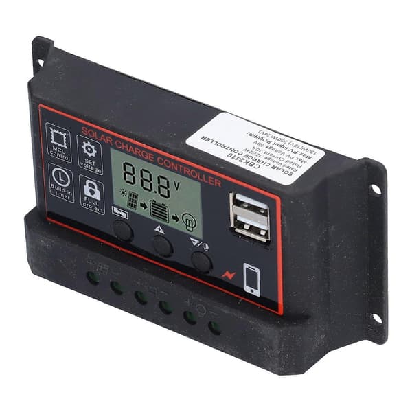 Solarladdningsregulator Justerbar Fotovoltaisk Smart Kraftgenereringsregulator 12V 24V 10ARöd