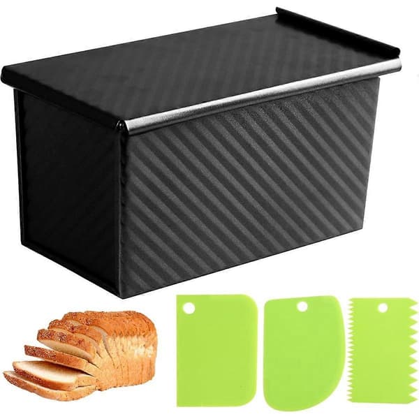 Brödformar med degskrapa - Pullman Limpa med Lock, Täckt Brödform för Hembakat Sandwichbröd och Bakning