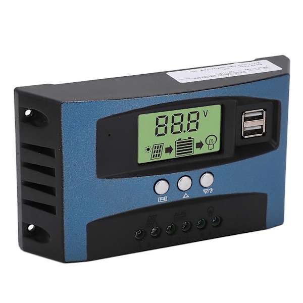 Solar Laderegulator 12V 24V Intelligent Identifikasjon MPPT Lading LCD Display Solcellepanel Laderegulator 30A (10A Utladning)