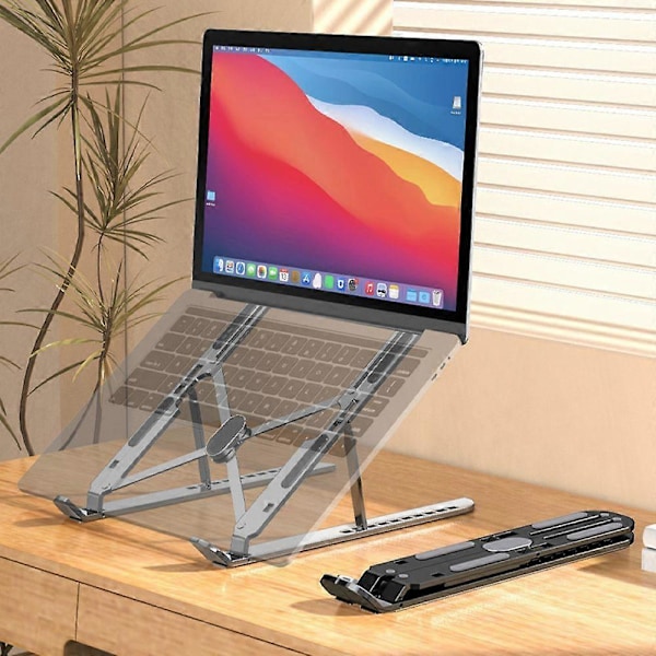Bærbar computerholder Foldbar 10 niveauer Højdejusterbar Universal Hul Varmeafledning Skridsikker Bærbar Stationær Tablet Computer Stand Computertilbehør