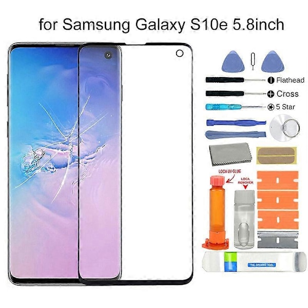 Erstatningssett for berøringsskjerm i frontglass kompatibel med Samsung Galaxy S10e SM-G970F G970