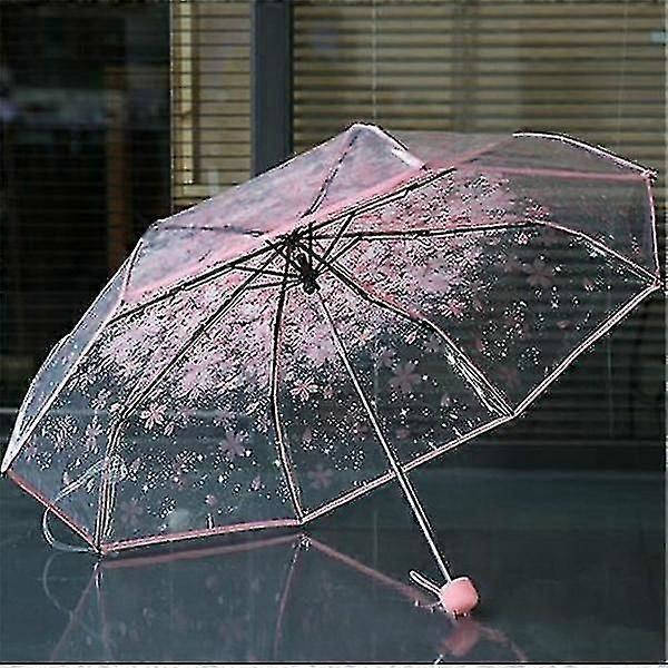 Transparent Klart Paraply Körsbärsblom(Rosa)