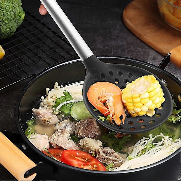 Silikon Slitslev, BPA-fri & Värmebeständig Upp Till 250°C, Rostfritt Stålhandtag Sömlös Nonstick Kökskopa