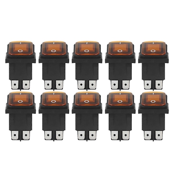 10 stk. 2-positions vippekontakt til/fra 30A AC 125V 250V til båd med LED-lys 4 ben orange