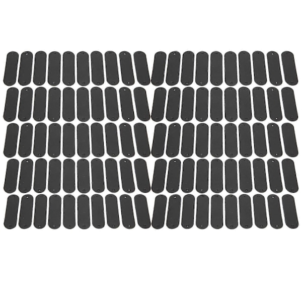 100 stk. Heklemerker 4,5x1,2 cm 2 Hull PU Lær Tag Praktisk Pynt DIY Tilbehør Svart