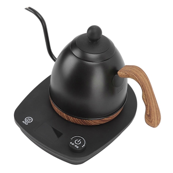 Elektrisk vattenkokare med svanhals, LCD-display, smart temperaturkontroll, 304 rostfritt stål, elektrisk kaffekanna för hemmet, 600 ml