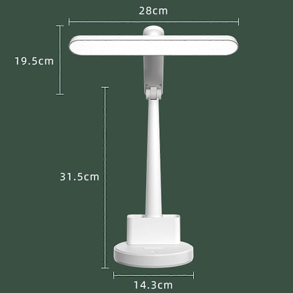 Bordslampa Vikbar Flimmerfri Färgtemperatur Justerbar Dimbar Hög Ljusstyrka Touchkontroll LED Läslampa med Pennhållare Kontorsmaterial