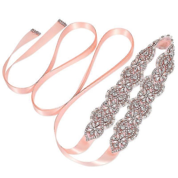 Brudebelte Håndlaget Krystall Rhinestone Flettet Brudekjole Belte Sløyfe For Brudekjoler Style B