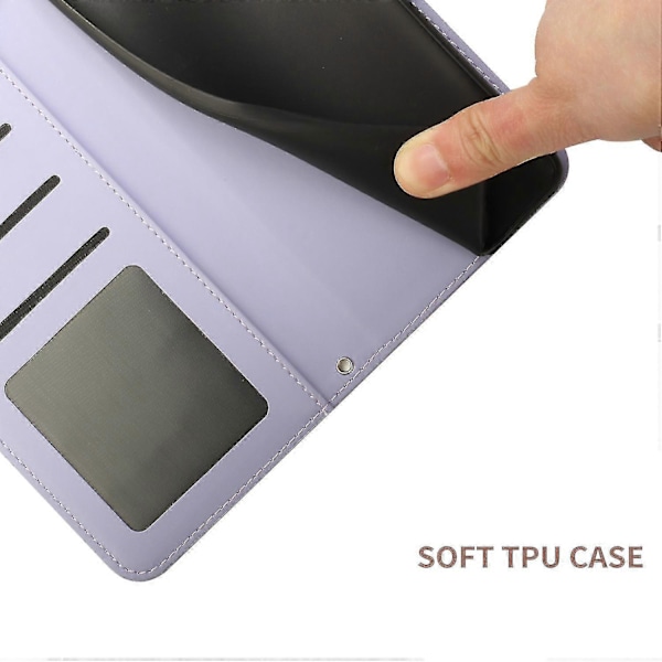 For Nokia C30 Sommerfugl Blomster Preging Pu Lær Telefon Shell, Fallsikker Mønster Preging Design Lommebok Stativ Veske Med Praktisk Stropp Light Purple